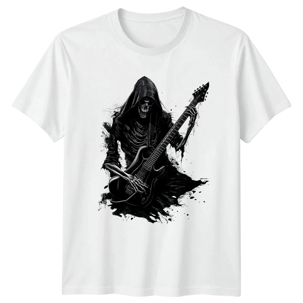 Grim Reaper Electric Guitar Rocker T-Shirt Heavy Metal Music Birthday Gift