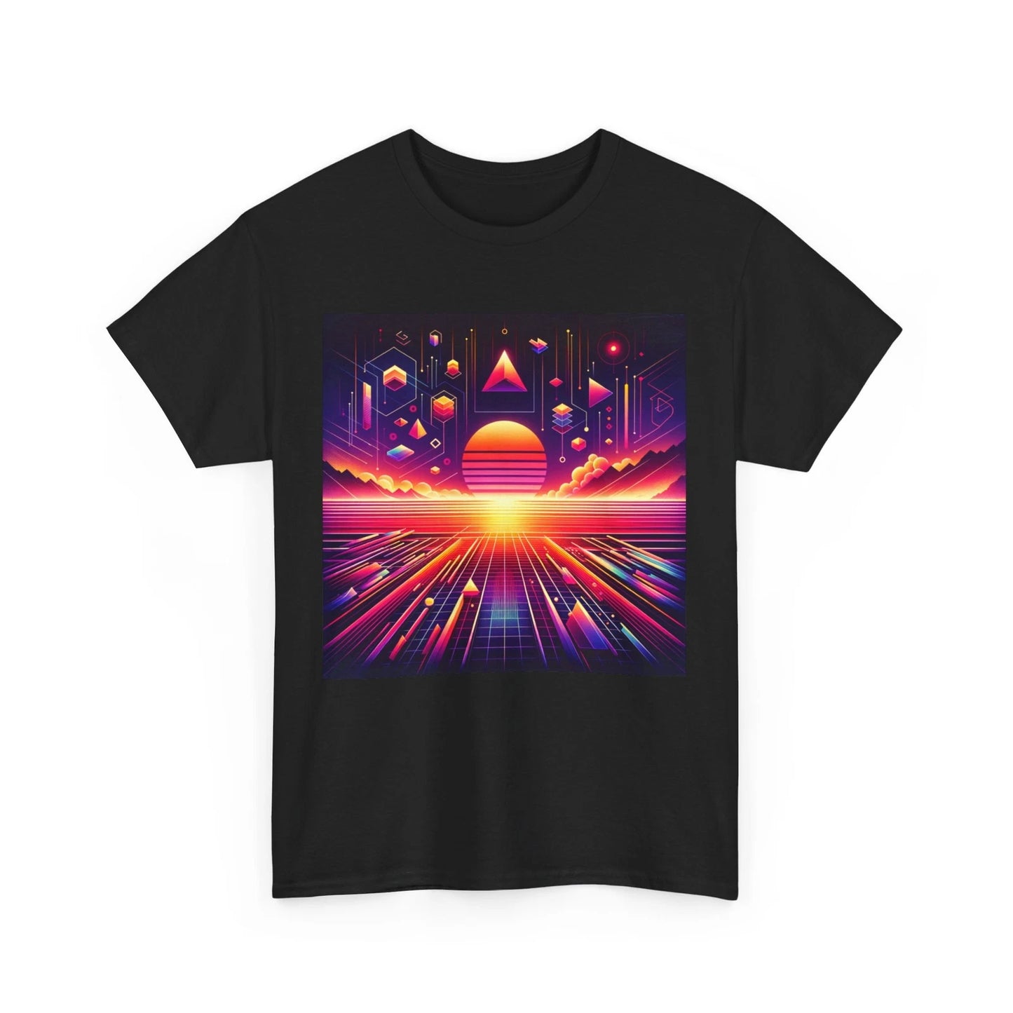 Unisex Adult T Shirt Vintage Style Synthwave Sunset Neon Retro Vaporwave Street