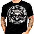 Biker Skull T Shirt Viking Motor Club Graphic Tee Motorcycle Rider Dad Gift
