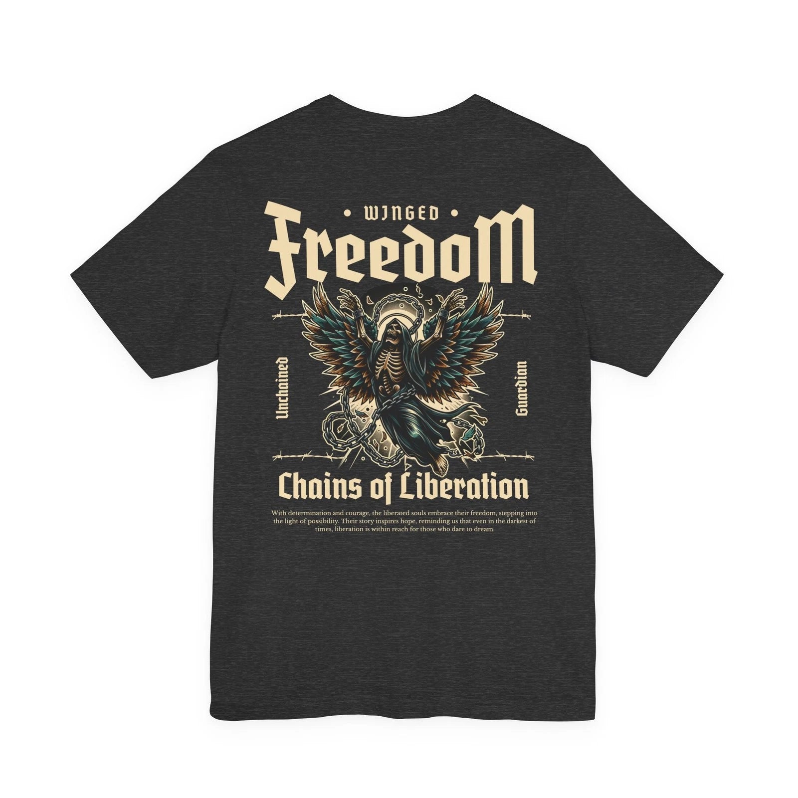 Geflügelte Freiheit Tee – Minimalistisches Boho Tee mit Freiheits- und Flugmotiv