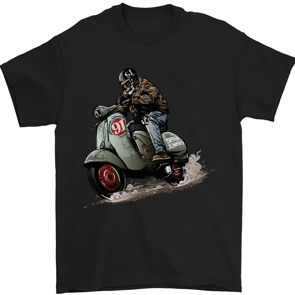 Scooter Skull MOD Moped Motorcycle Biker Mens T-Shirt 100% Cotton
