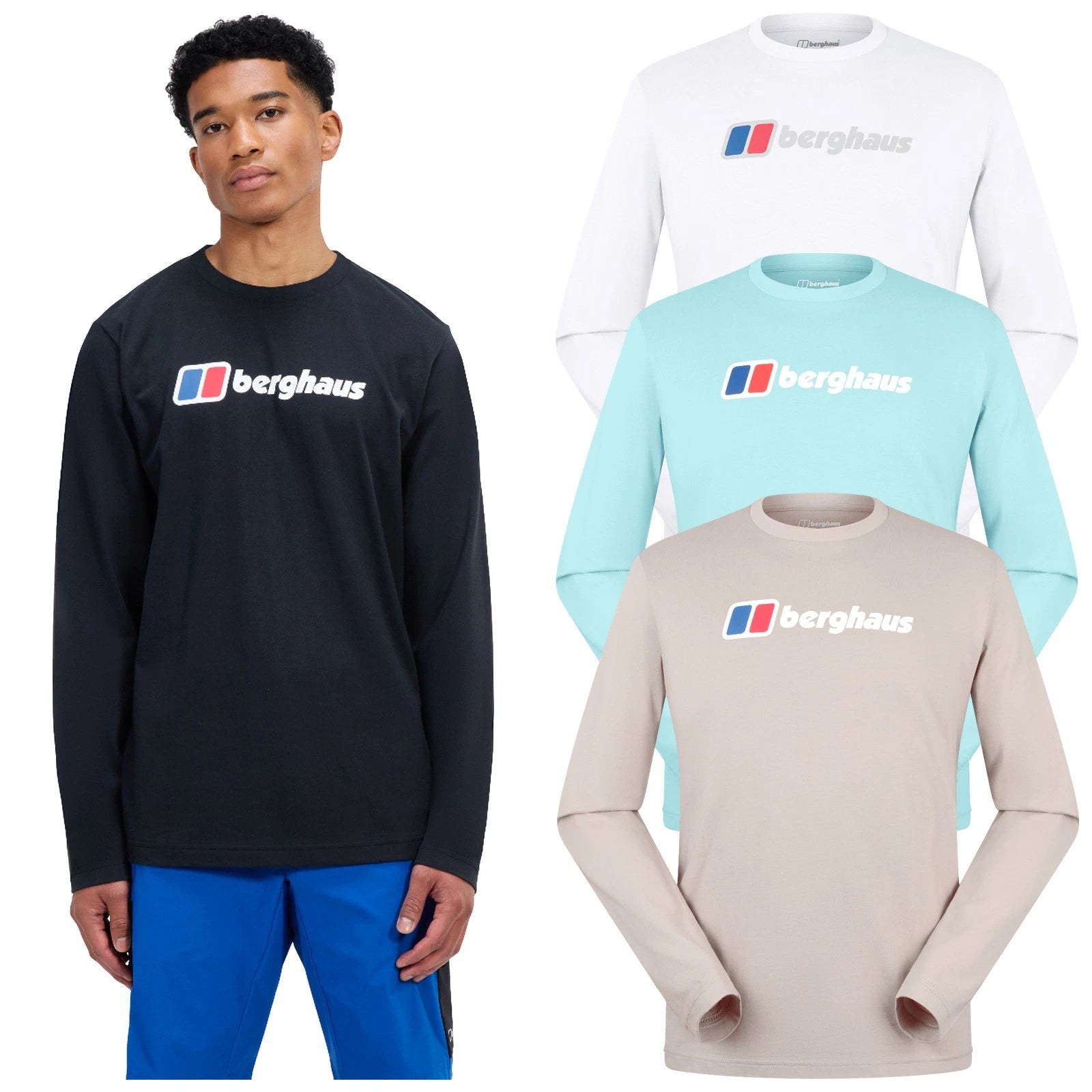 Berghaus Mens Big Logo Graphic T-Shirt Long Sleeve Top Classic Cotton Tee 2026