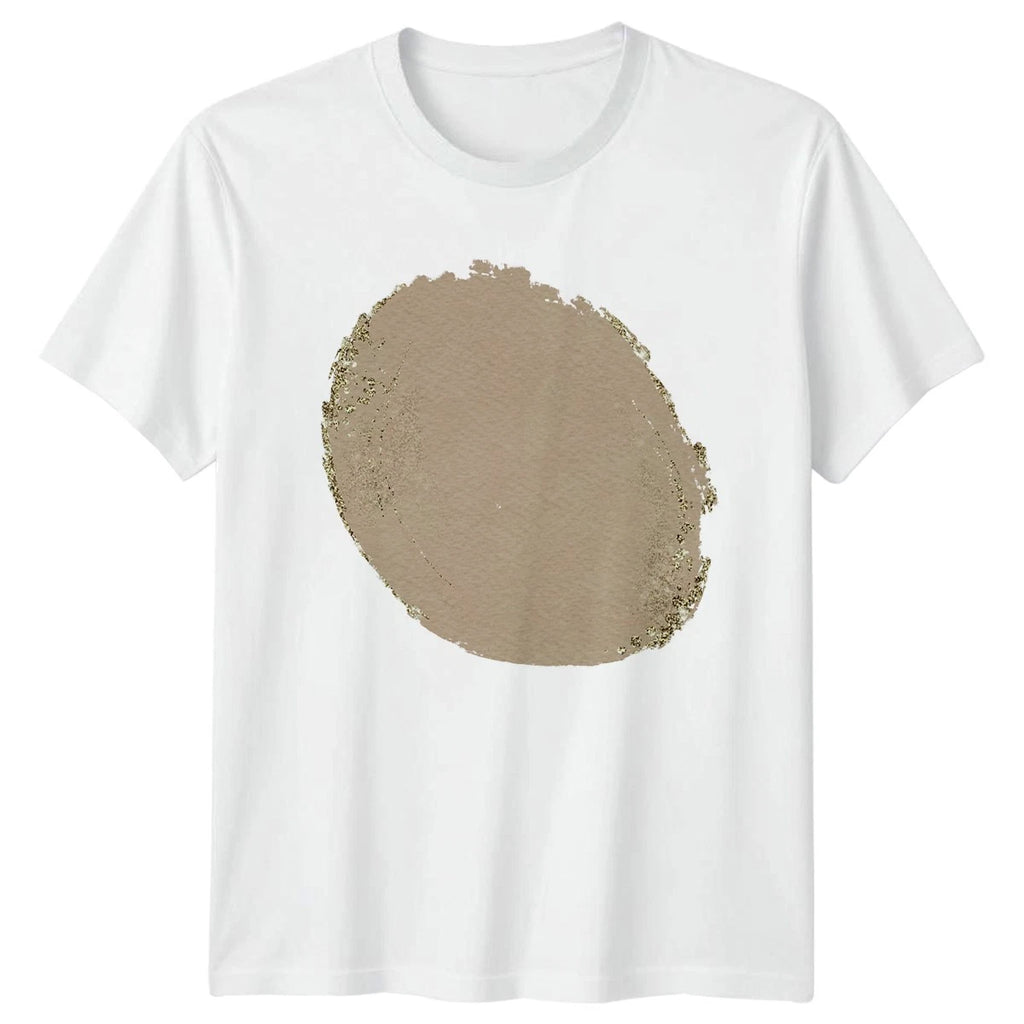 Boho Chic Gold Glitter Watercolor Abstract Womens T-Shirt Nude Brushstroke