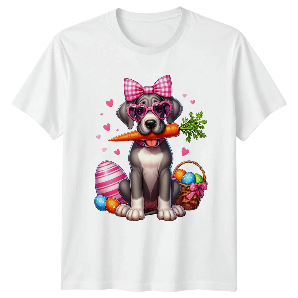 Cute Puppy Dog Holding Carrot Wearing Womens T-Shirt Easter Holiday Dog