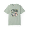 Coffee and Dogs Unisex Garment-Dyed T-shirt, Dog Lover Tee, Coffee Shirt, Cute