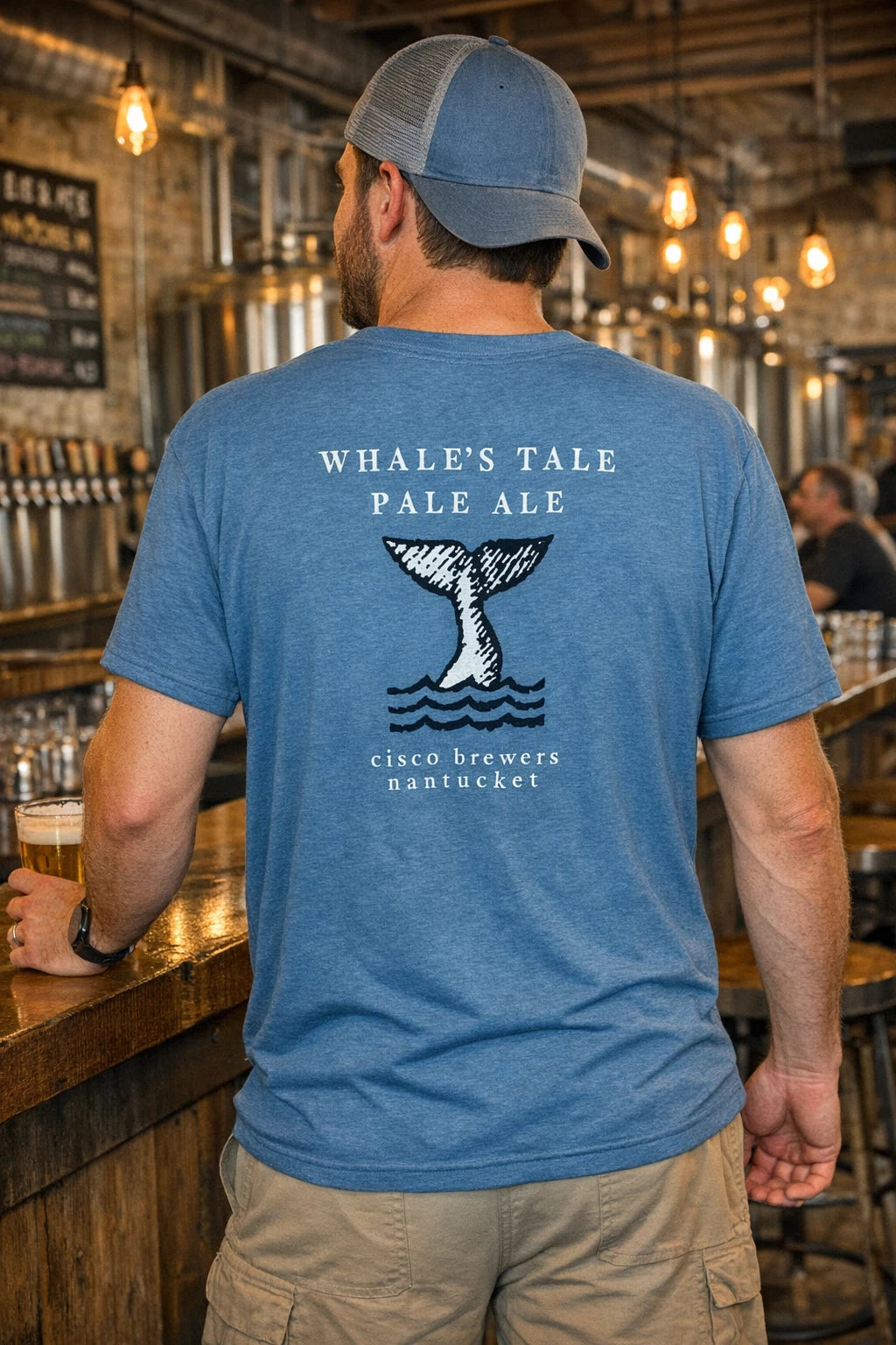 Cisco Brewers XL Nantucket Whale’s Tale Pale Ale T-Shirt Men’s Blue Brewery Tee