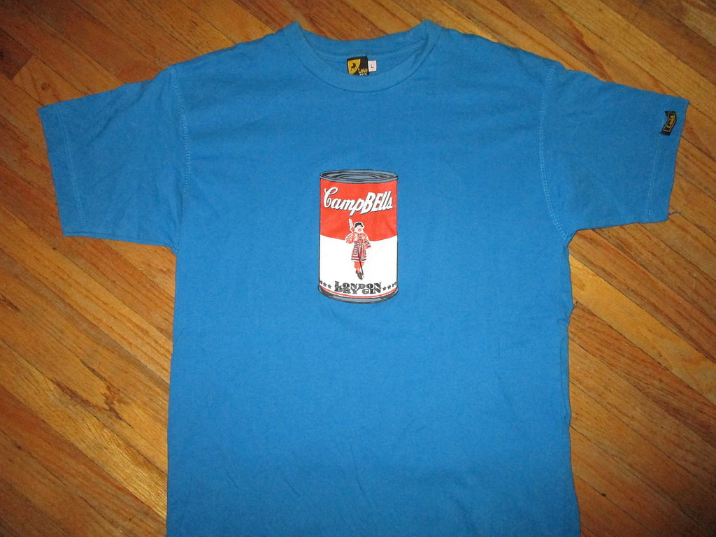 POP ART T SHIRT Dry Gin Camp bells London Soup can Beefeater Lois Knits SMALL