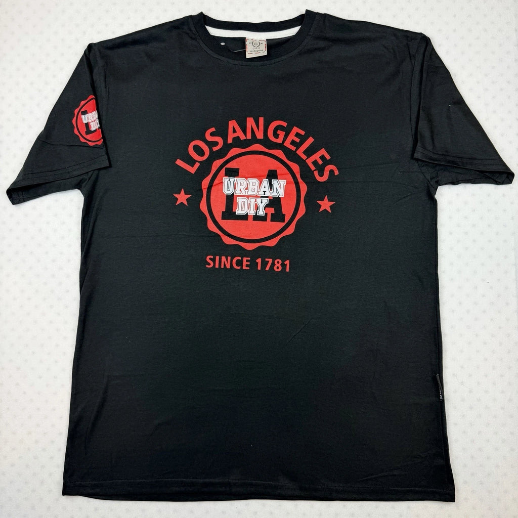 Los Angeles Urban DIY T Shirt Mens XXL Black Red Graphic Streetwear Tee