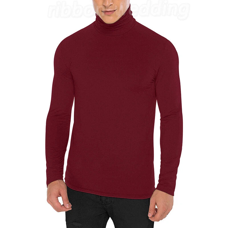 Anyfit Wear Turtleneck T-Shirt Men Long Sleeves Tailored Comfort Fit Lot Stretch