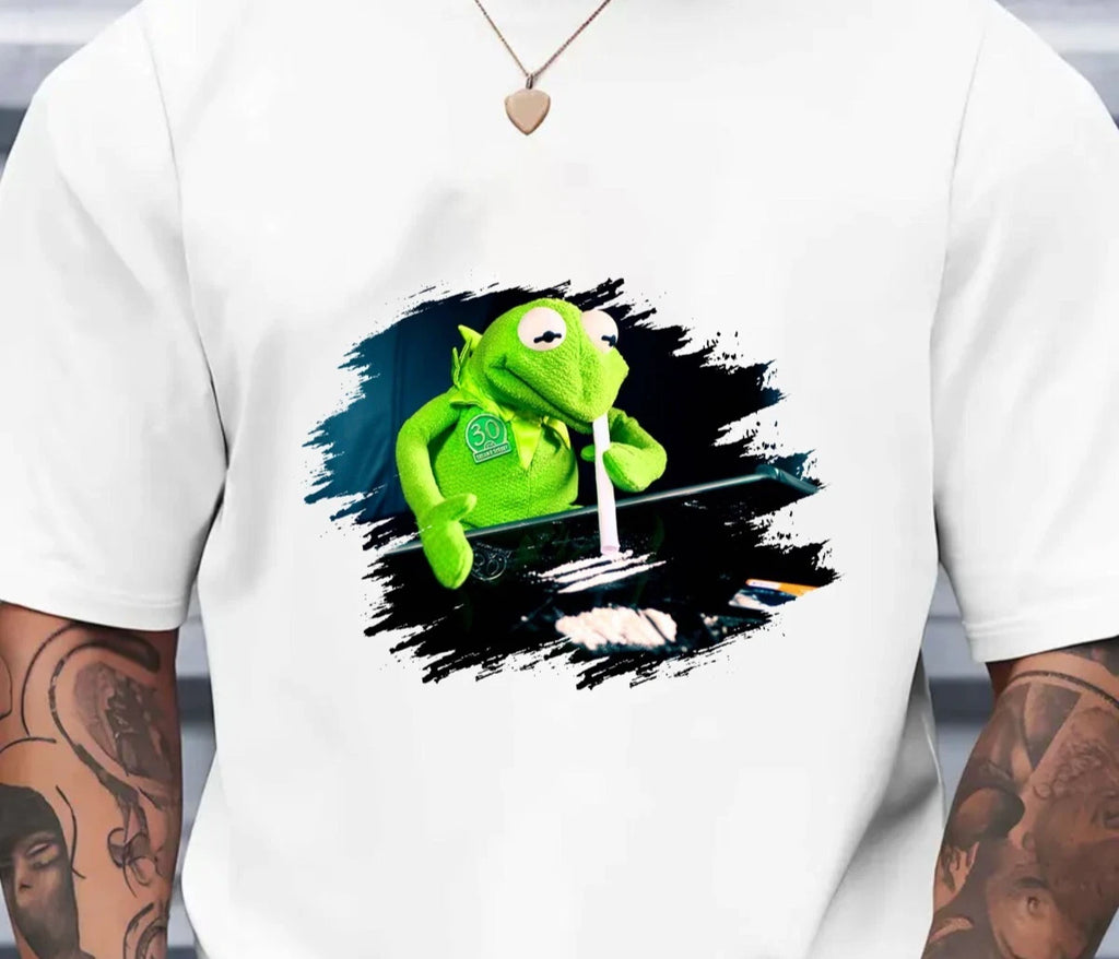 Frog Cocaine T-Shirt – Funny Kermit Meme Hipster Party Tee Shirt Gift Tee Top