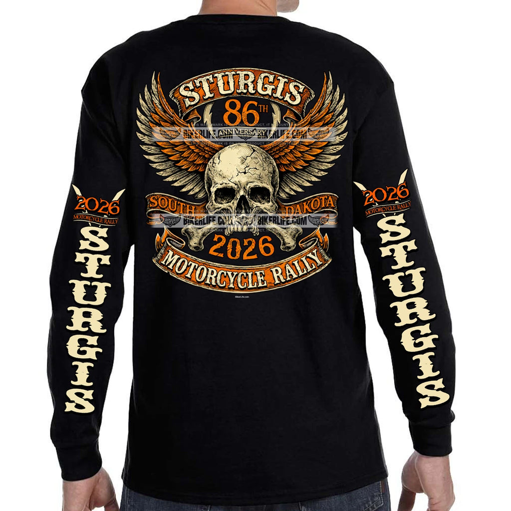 Long Sleeve 2026 Sturgis Motorcycle Rally Skull Banners No Harley
