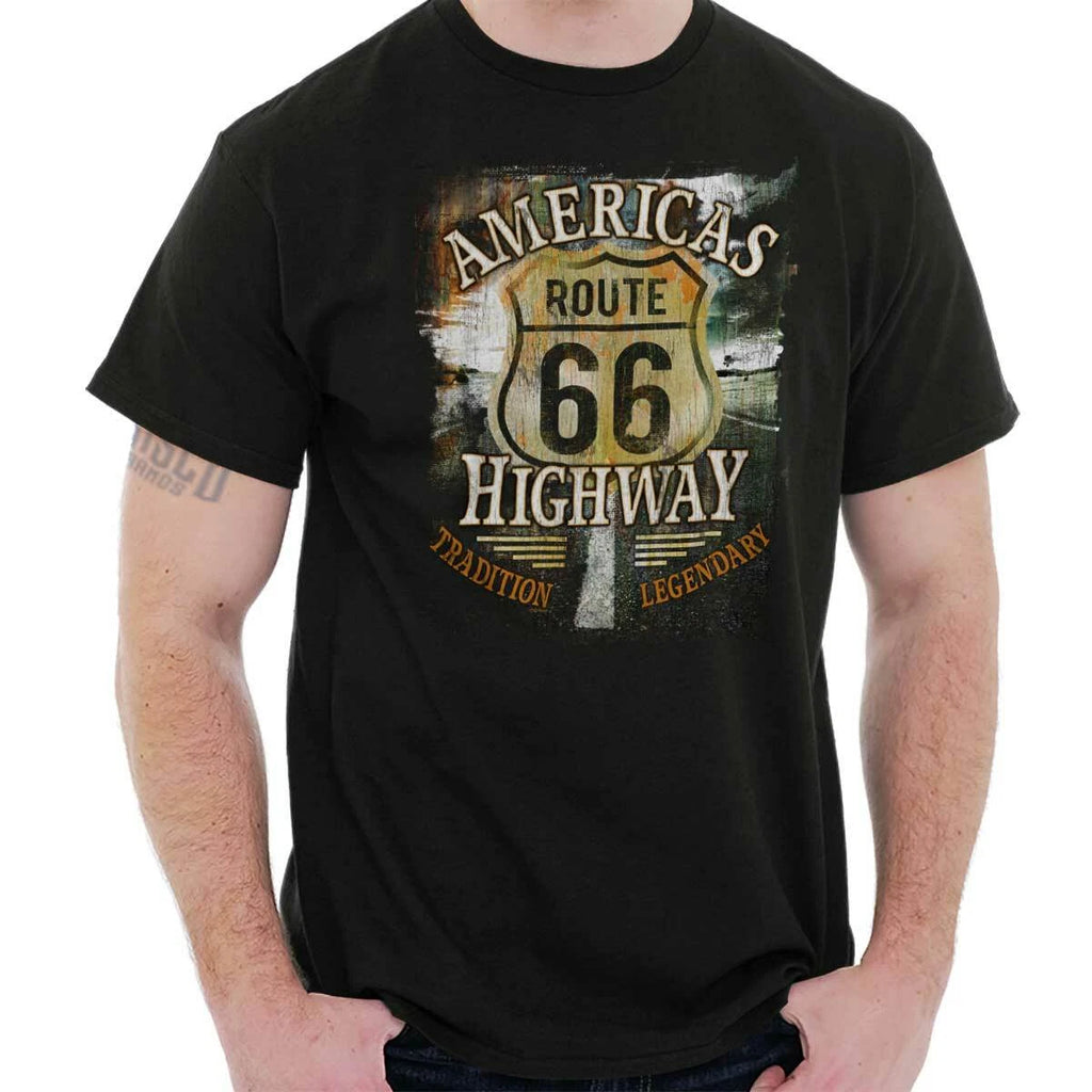 Cool Distressed Route 66 America's Highway Womens or Mens Crewneck T Shirt Tee