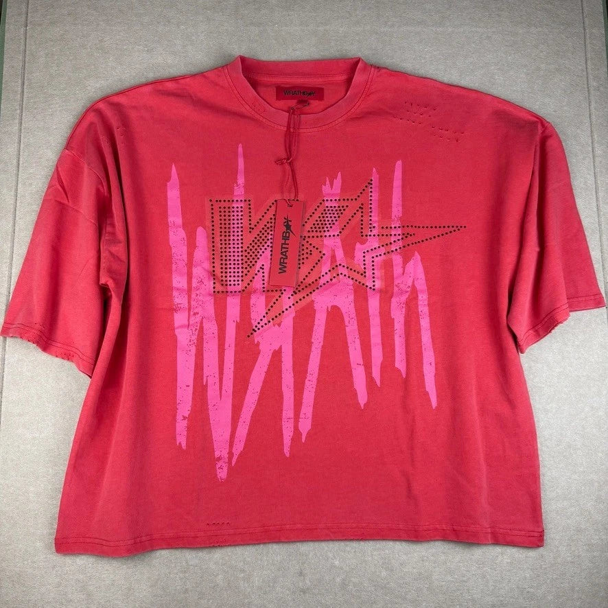 Wrath Boy Shirt Mens L Red Boxy Skull Graphic Dont Get Mad Streetwear Tee
