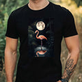 Mens Flamingo In Moonlight Motif Cotton T-Shirt Size XS to 5XL