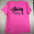 Stussy Honolulu Shirt Mens XXL Bright Pink Logo Streetwear Surf Graphic Tee