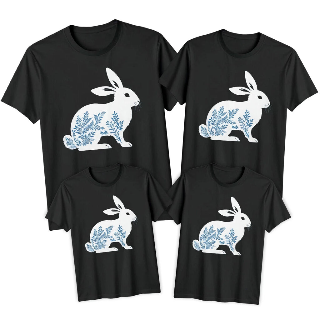 Family Bunny Laurels Happy Easter T-Shirt Tee Cute Festival Holiday Party #ED