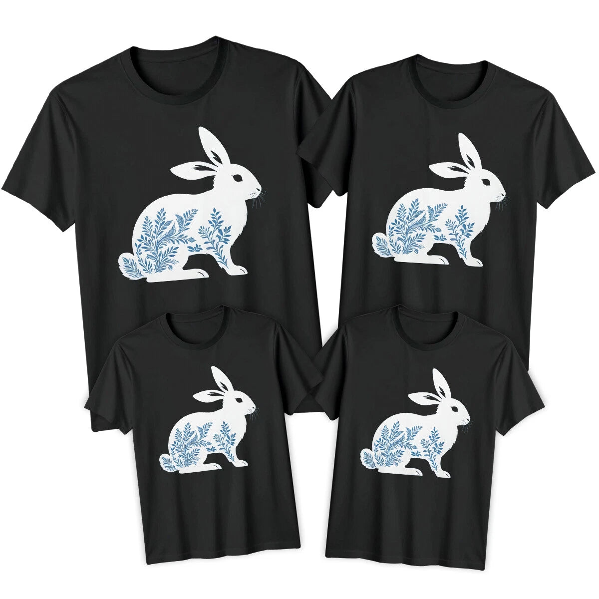 Family Bunny Laurels Happy Easter T-Shirt Tee Cute Festival Holiday Party #ED