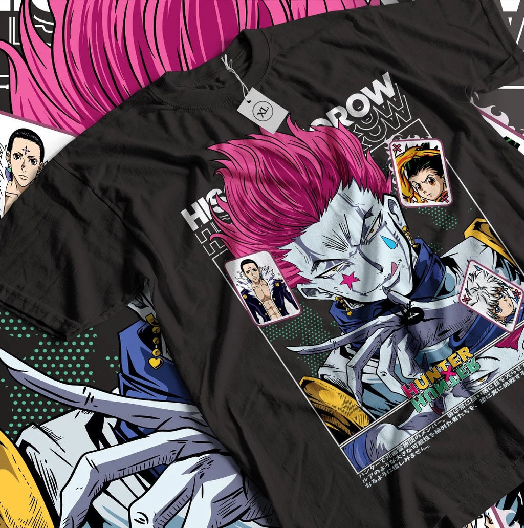 Hisoka T-Shirt Hunter X Hunter Manga Strip HXH Anime Black Unisex Shirt All Size