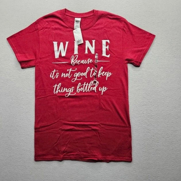 Gildan Men's Size Small Red Short Sleeve Graphic Wine T-Shirt NWT