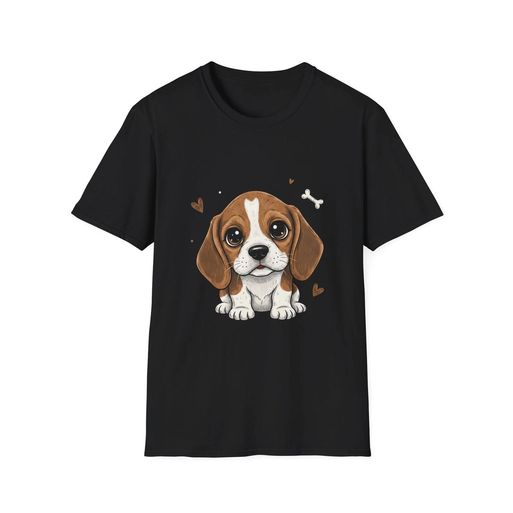 Cute Dog Beagle Kawaii Cartoon Black Tee Adorable Graphic T-Shirt