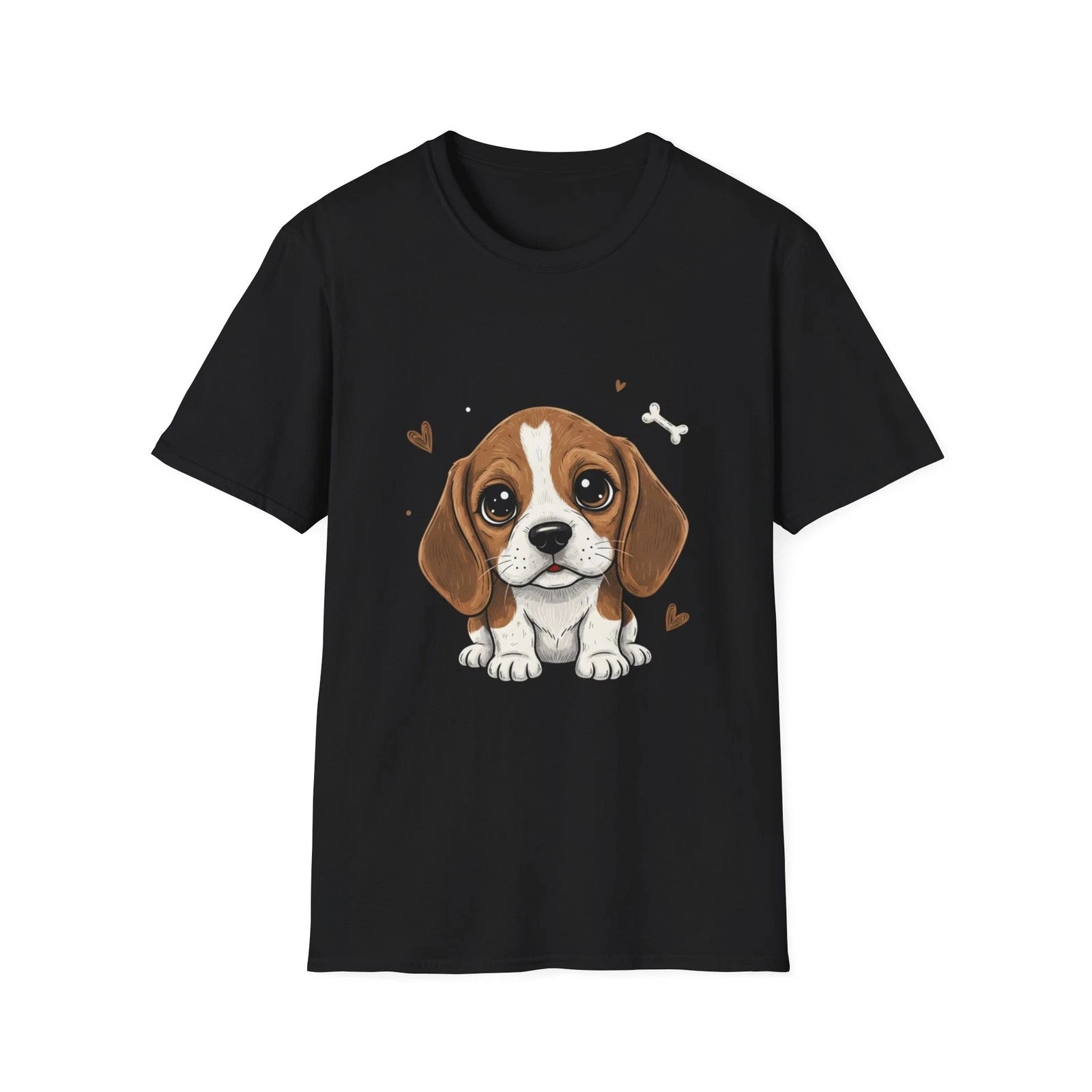 Cute Dog Beagle Kawaii Cartoon Black Tee Adorable Graphic T-Shirt