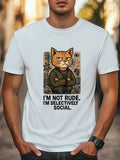 I’m Not Rude, I’m Selectively Social T-Shirt Funny Cool Cat Graphic Tee