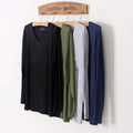 Modal Basic T-Shirt Men's Long Sleeve Casual Loose Round Neck Tops Undershirts
