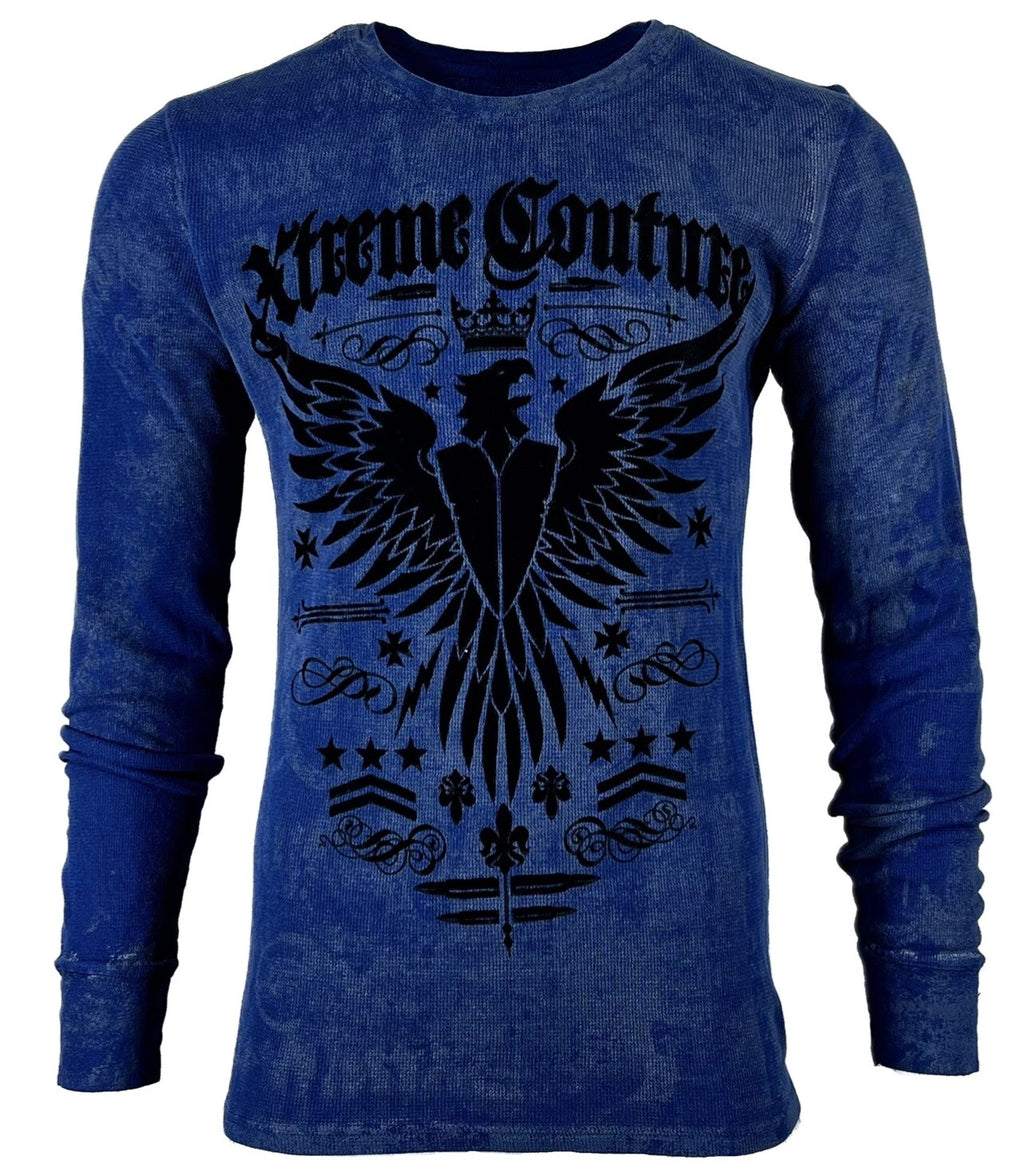 Xtreme Couture by Affliction Men's Thermal Shirt INTENSITY Biker MMA Navy.