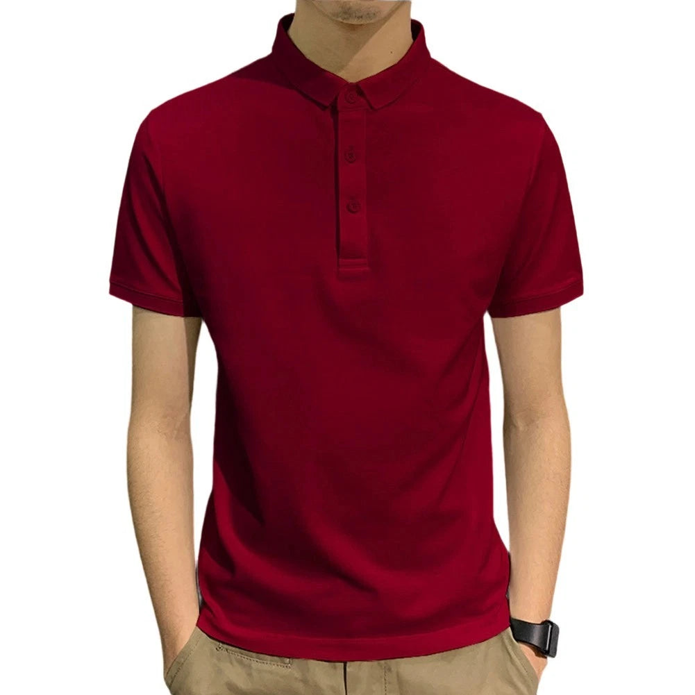 Men's Casual Top Short Sleeve Lapel Shirt Polyester Spandex Stretch Comfort