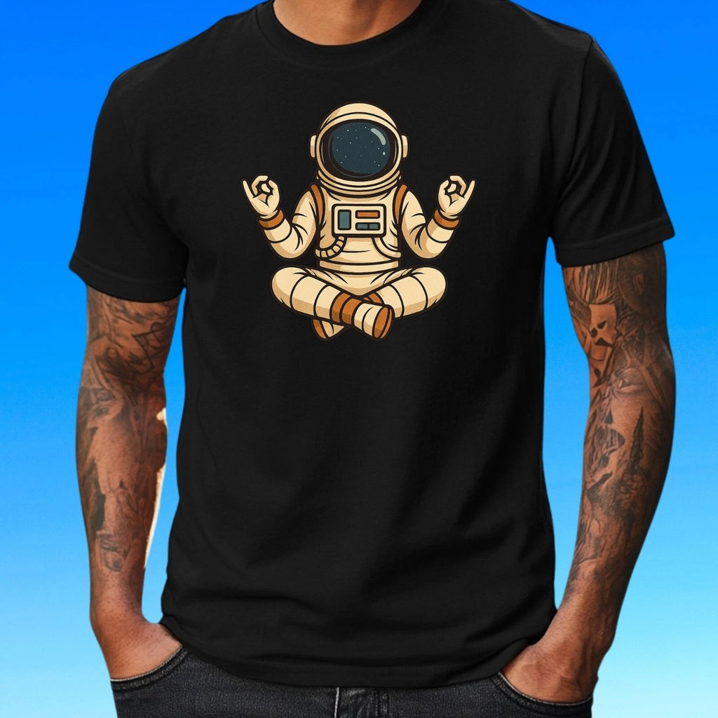 Mens Meditating Astronaut Motif Cotton T-Shirt Size XS to 5XL