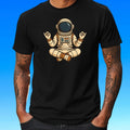 Mens Meditating Astronaut Motif Cotton T-Shirt Size XS to 5XL