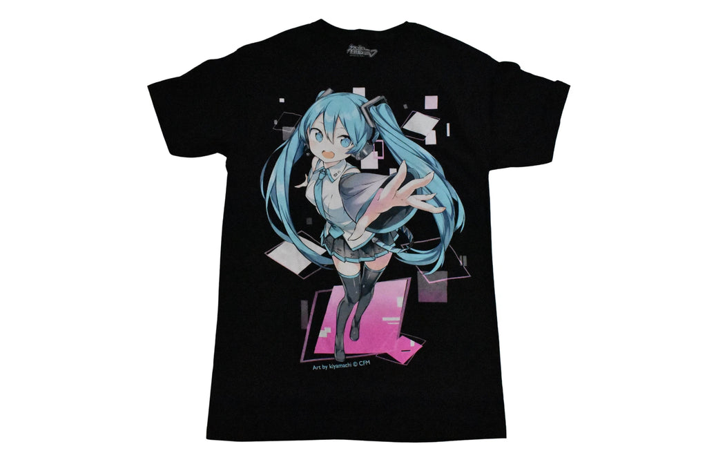 Hatsune Miku Mens Hatsune Jumbo Panel Graphic Anime Black Shirt New M, L