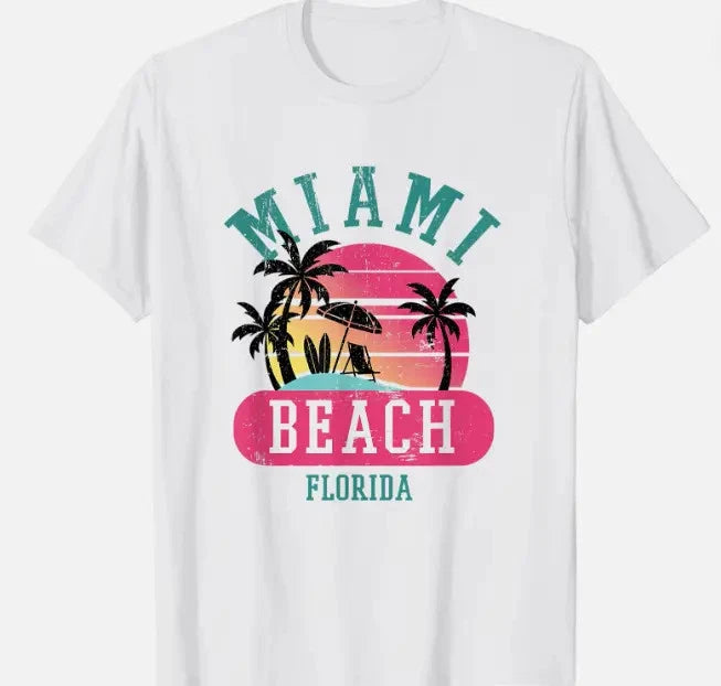 Retro Cool Miami Beach Florida Beaches Palm Gift Unisex T-Shirt