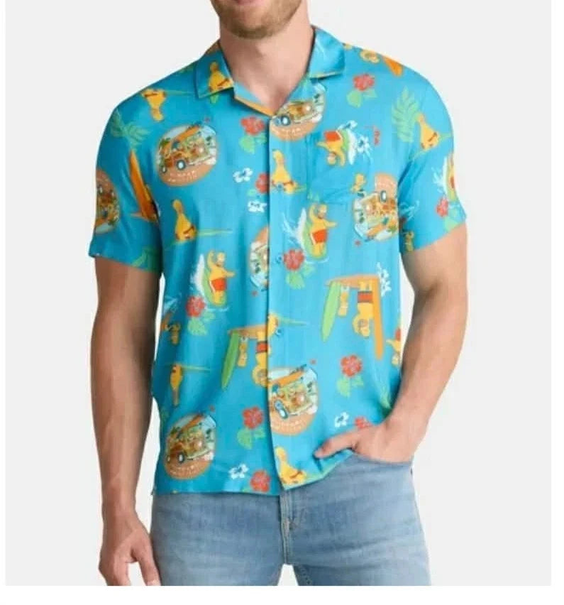 The Simpsons Vacation Time Button Up Shirt Men's Size XL NEW With Tags