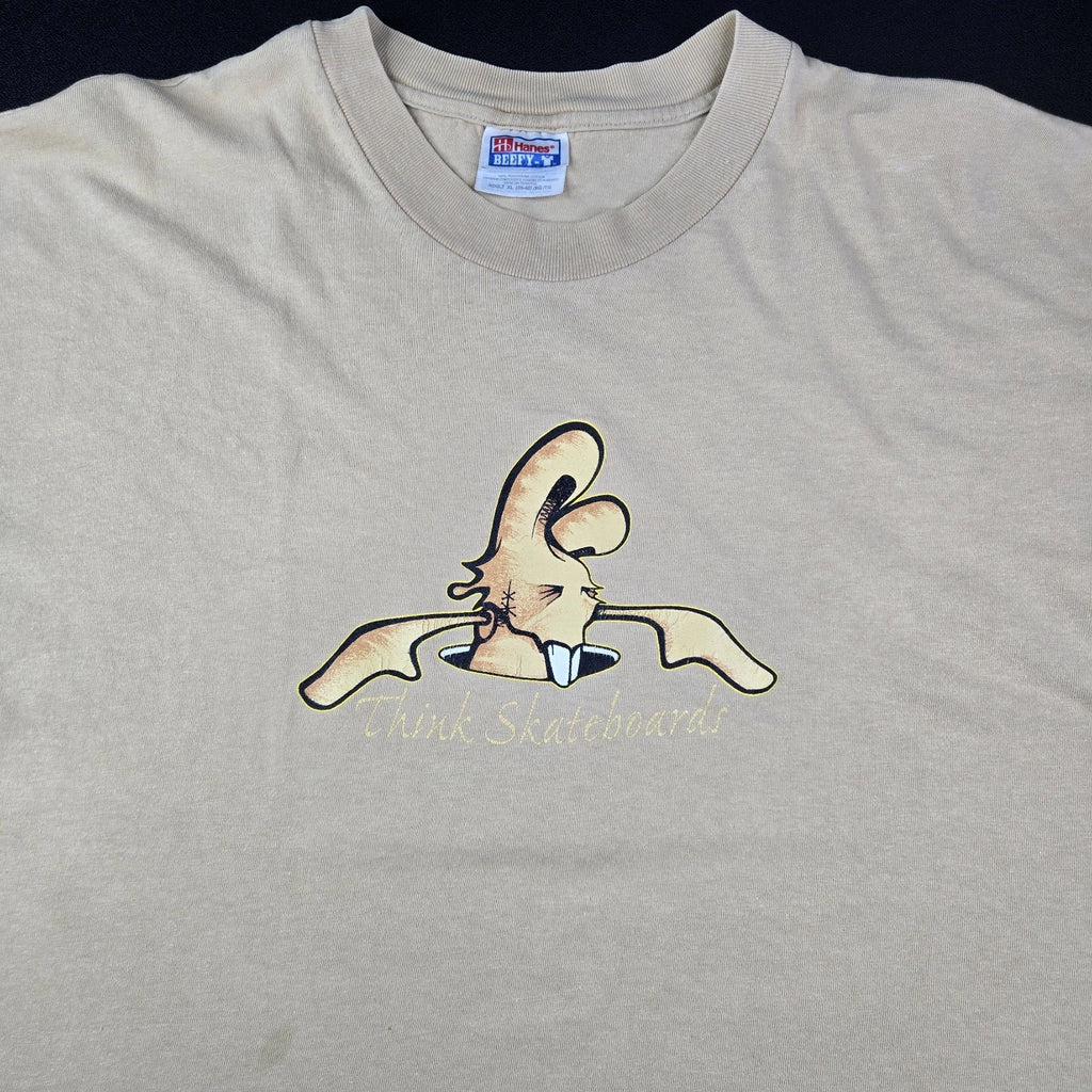 Vintage 90s Think Skateboards Monster Chained Art T-Shirt, Sz XL (23.5x28") Rare