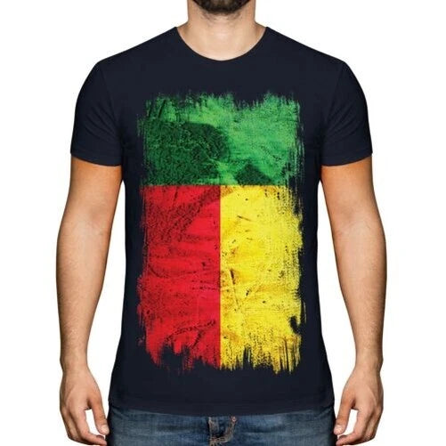 Benin Grunge Flag Mens T-Shirt Benin Beninese Beninese Football Jersey