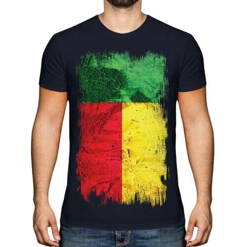 Benin Grunge Flag Mens T-Shirt Benin Beninese Beninese Football Jersey