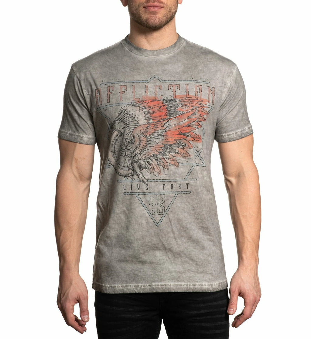 AFFLICTION Men's T-shirt AC TRAILHEAD Grey Biker MMA S-4XL
