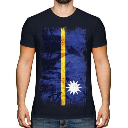 NAURU GRUNGE FLAG MENS T-SHIRT TEE TOP NAOERO FOOTBALL NAURUAN GIFT SHIRT
