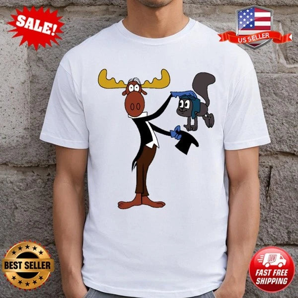 Rocky Bullwinkle Show T-Shirt, Rocky And Bullwinkle 80s Cartoon Shirt S-5XL