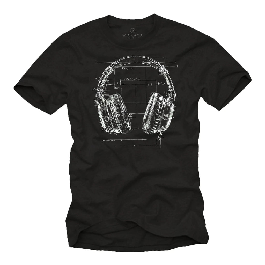 Mens T-Shirt For Music Lovers Headphones Design Hip Hop Style Gifts Boys