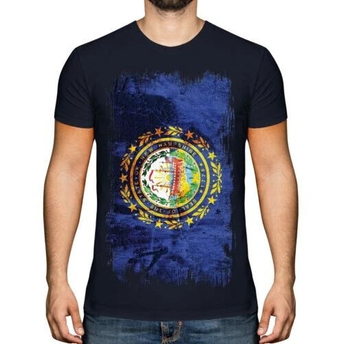NEW HAMPSHIRE STATE GRUNGE FLAG MENS T-SHIRT TEE TOP NEW HAMPSHIRITE SHIRT GIFT