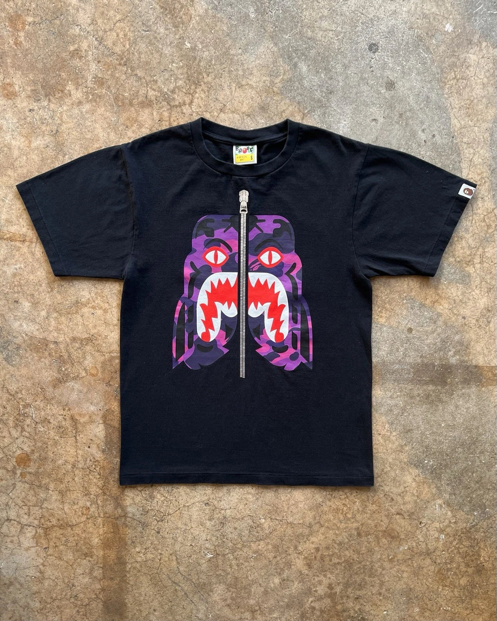 Authentic BAPE A Bathing Ape Funthera Militia Shark Tiger T Shirt Adult Small