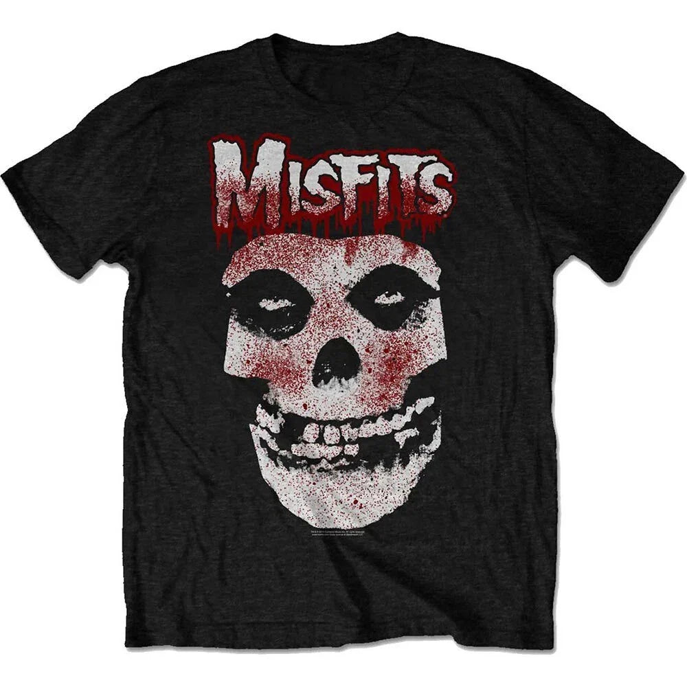 Misfits T-Shirt Men Horror Punk Rock Skull Graphic Tee Black Cotton Top UK