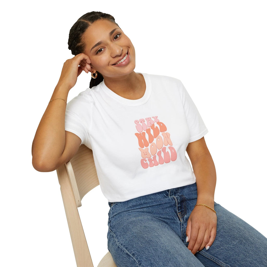 Stay wild moon child inspirational quote Tee Boho Hippie Vintage Graphic T-Shirt