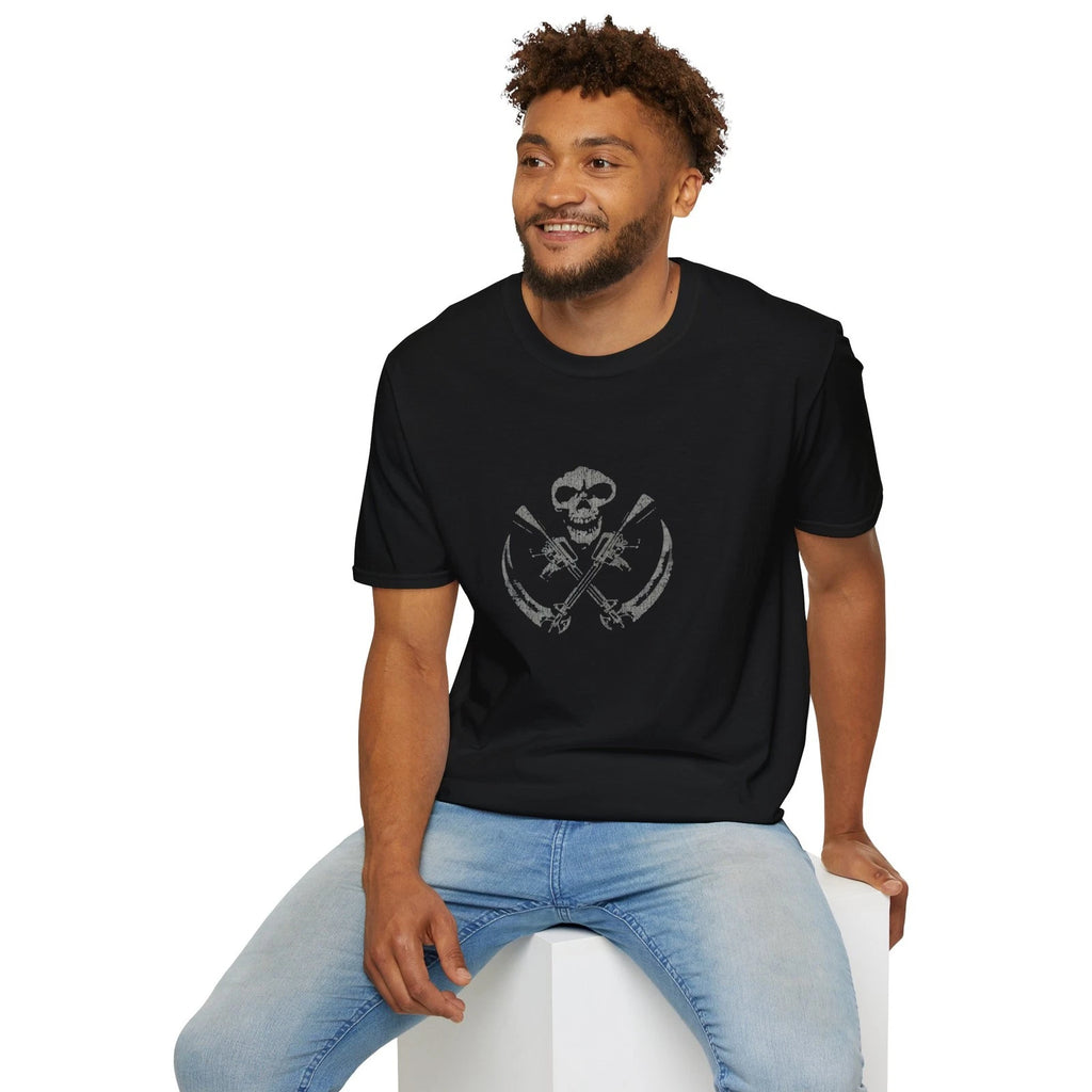 SKULL & CROSSBONE Machine Gun Badass Minimalist Graphic Tee