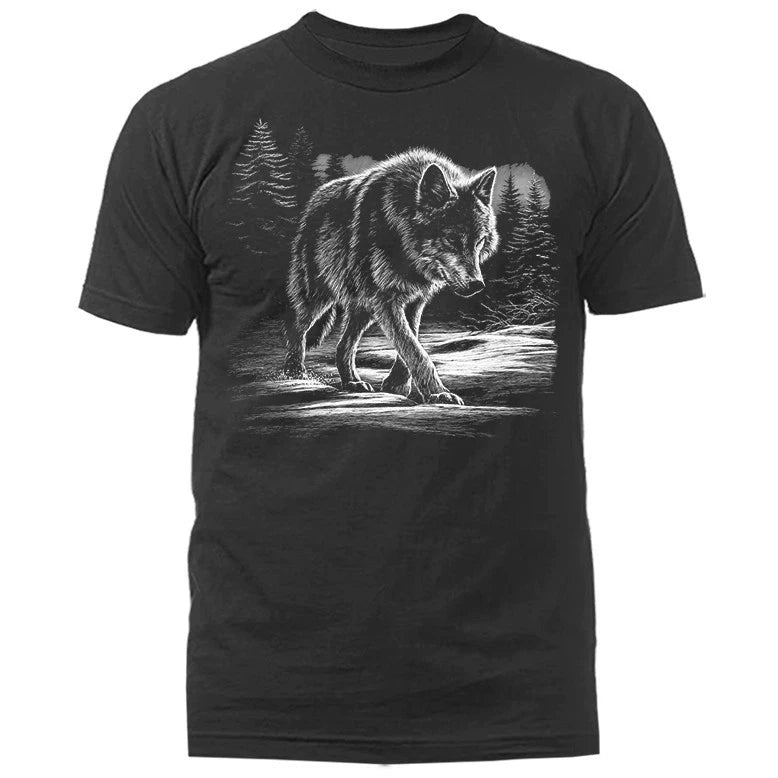 Lone Wolf Walking Wilderness Outdoor Wildlife Nature T-shirt