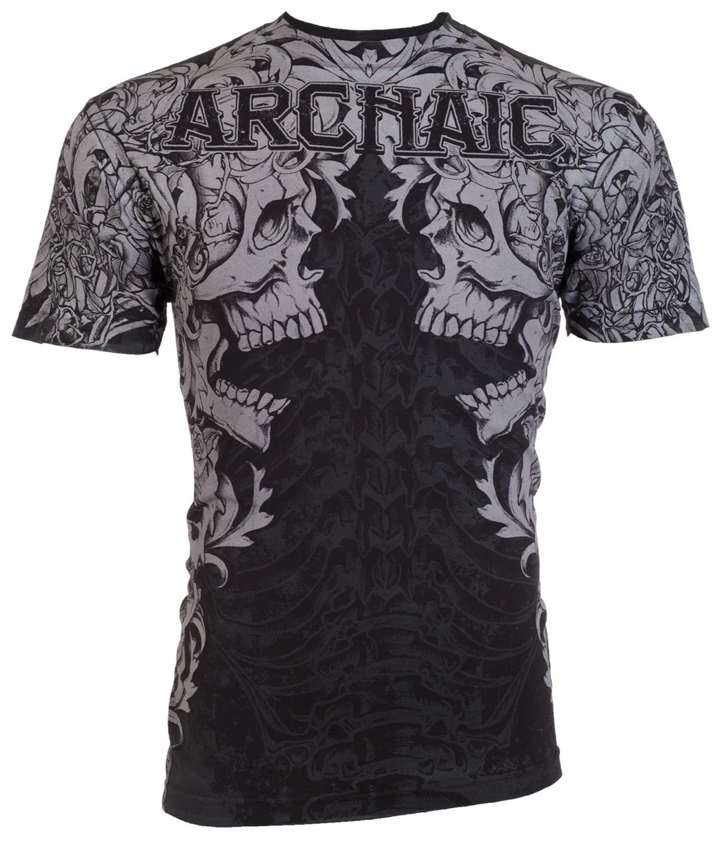 Archaic By Affliction Men's T-Shirt DEATH SHOUT Black Skull Biker M-3XL