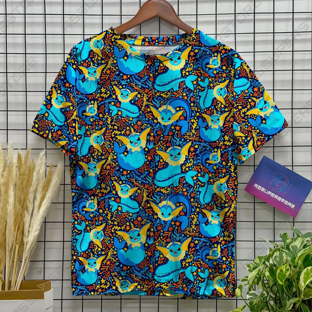 Vaporeon Kawaii Funny Tshirt Vaporeon Ocean Design Tshirt for Men Women Anime Ja