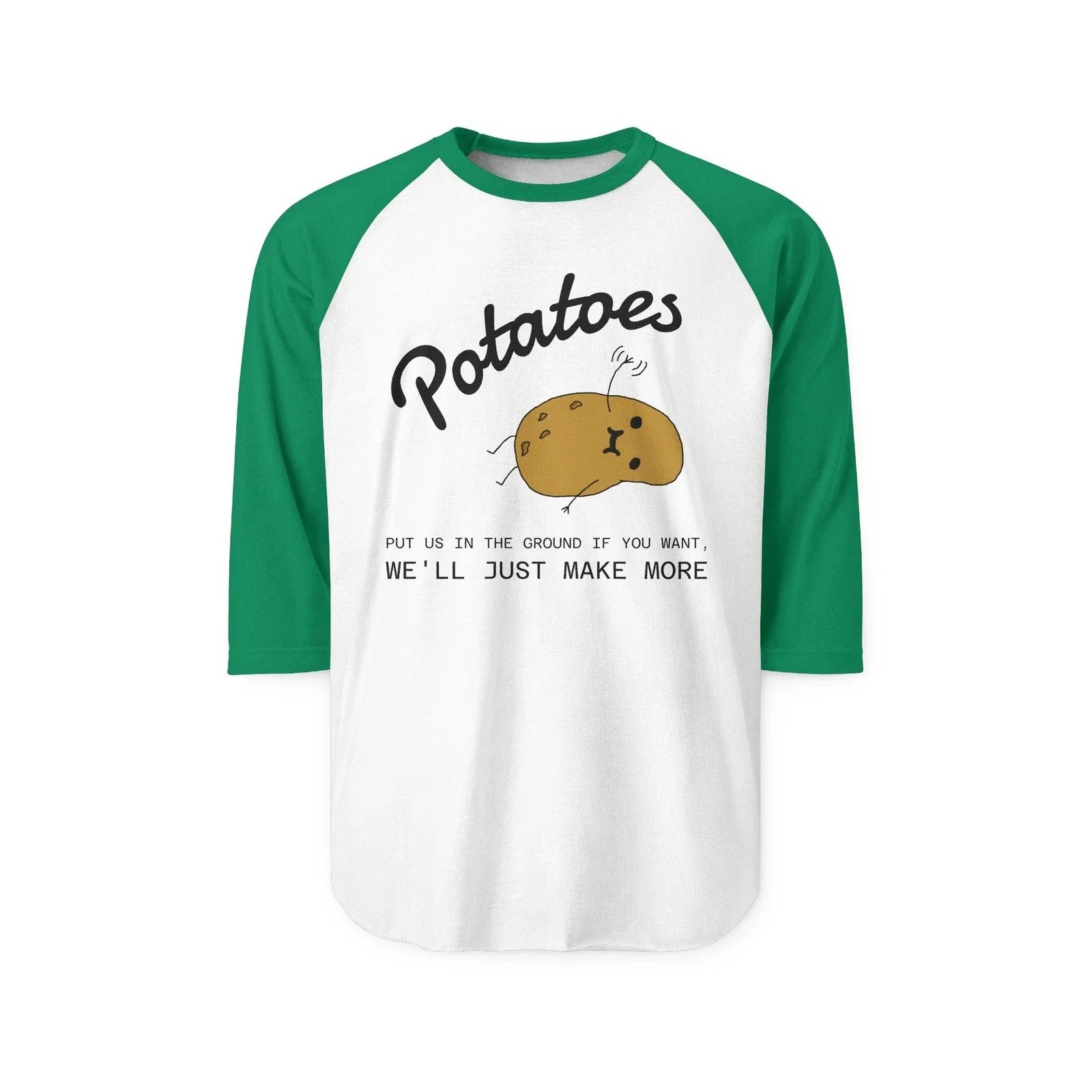 Potatoes Illustration Raglan Shirt | Cute Potato Graphic Tee